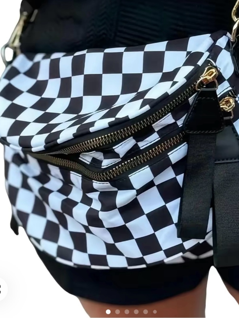 Black & White Checkerboard Crossbody Bag